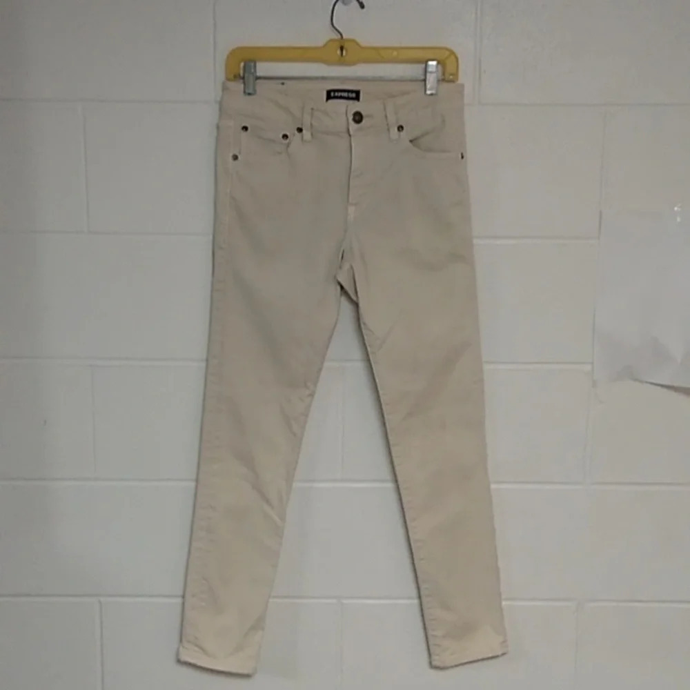 EXPRESS HIGH-RISE, STRETCH SKINNY, NATURAL COLORED DENIM JEANS